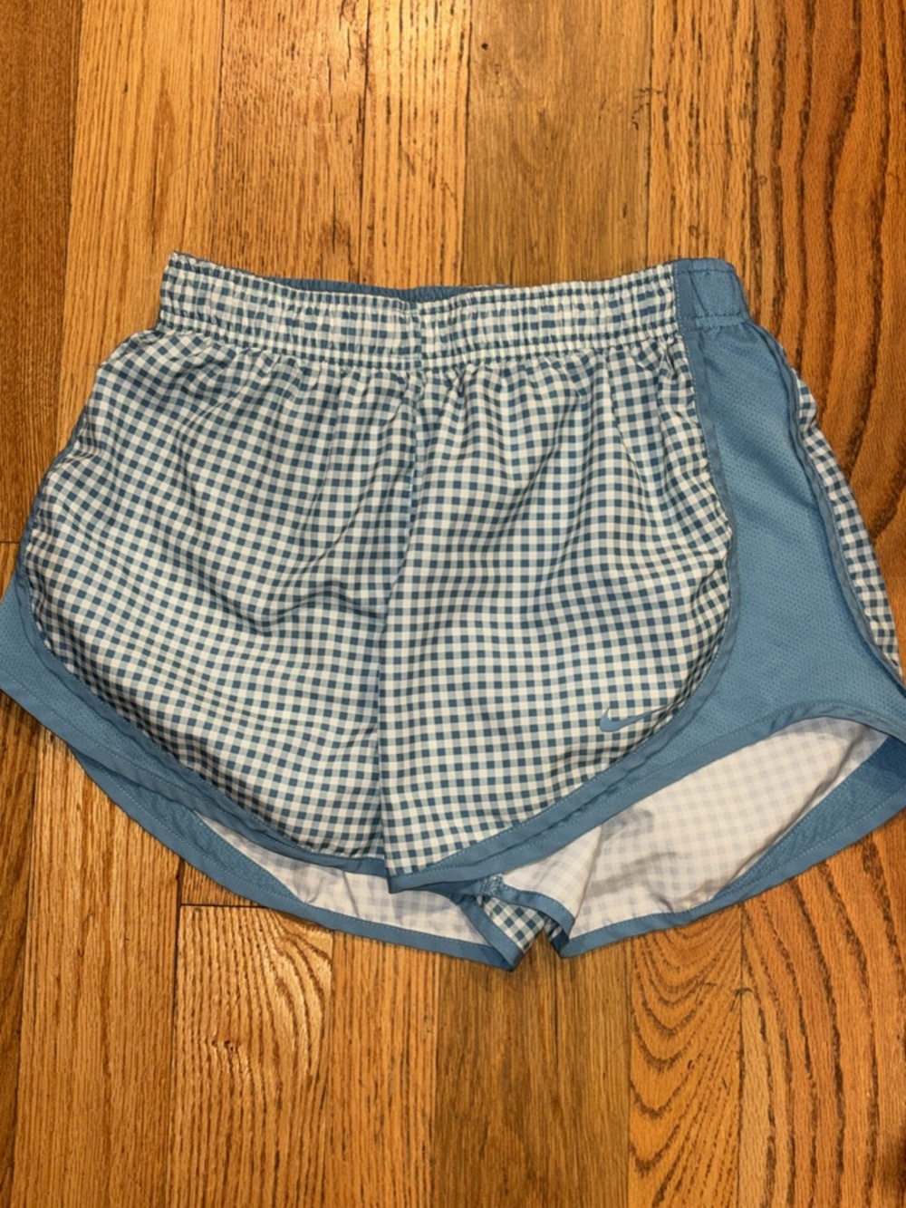 Nike Light Blue Gingham Athletic Shorts